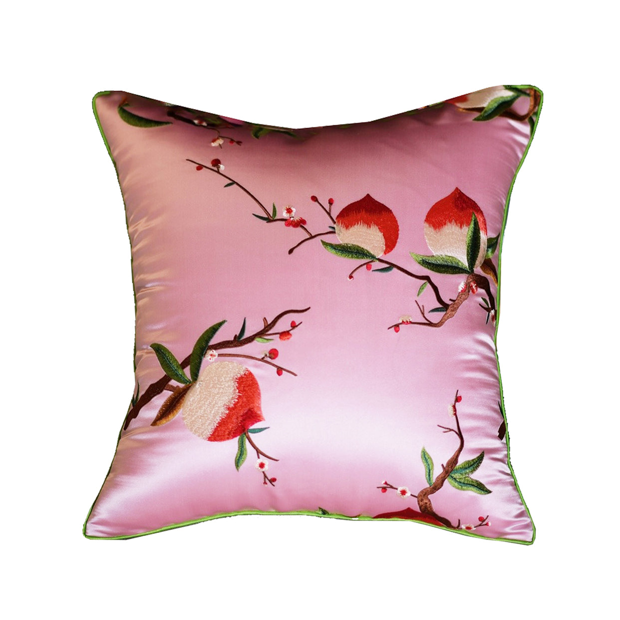 Peach Blossom Pillow - Silk Embroidery Handmade - AfterRipples Lifestyle