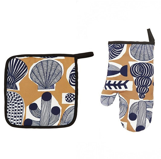 Kitchen Oven Mitt and Potholder - Sea&City series - AfterRipples Lifestyle