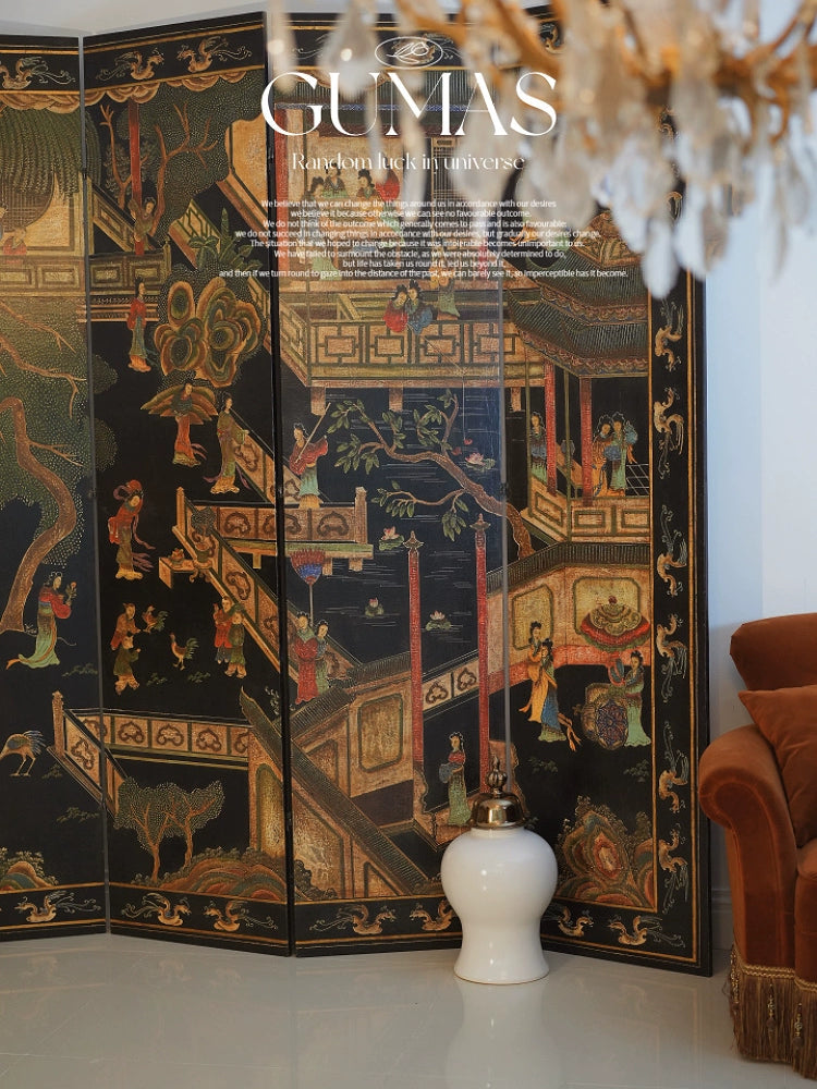 Chinese Vintage Style Hand-Painted Folding Screen - AfterRipples Lifestyle