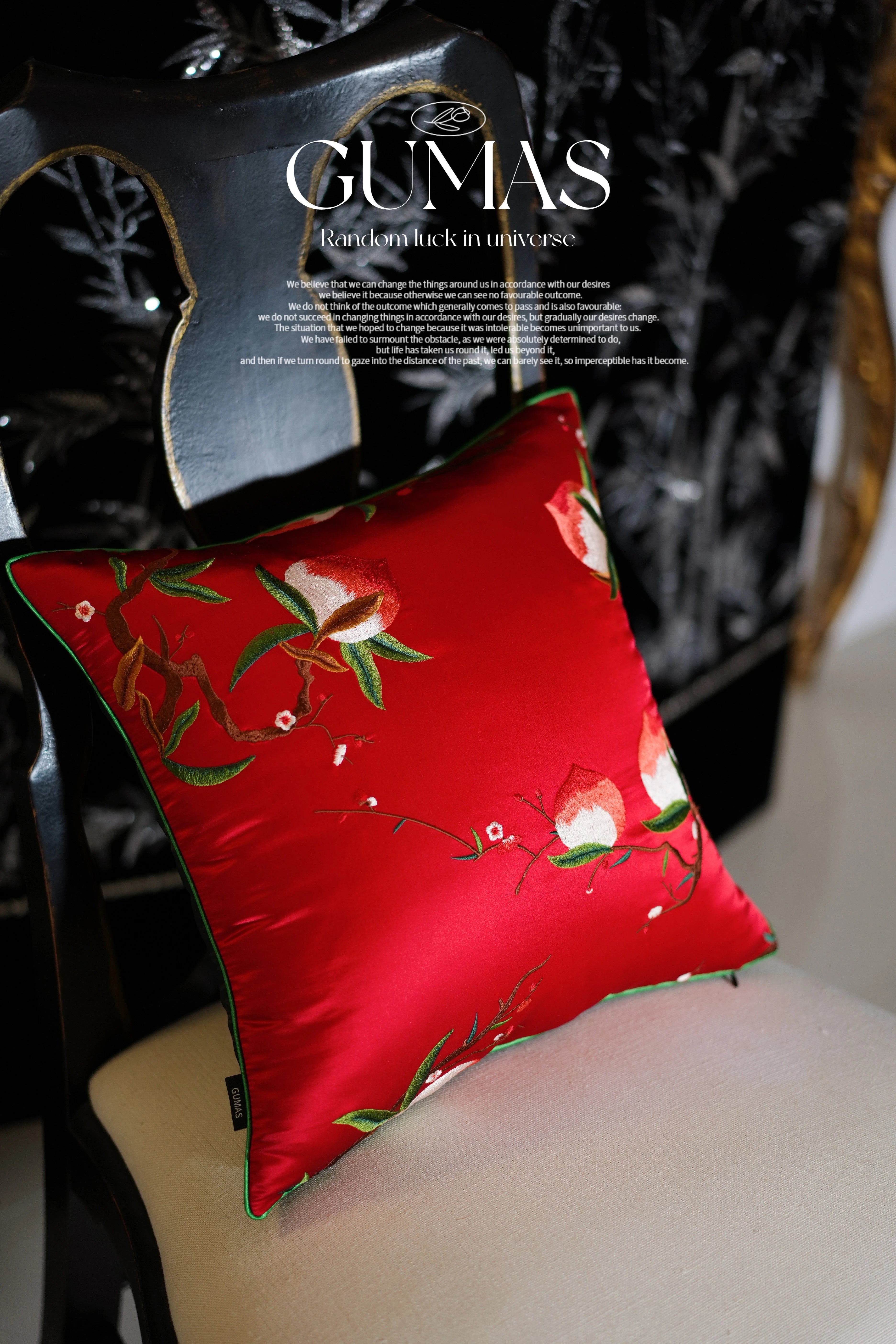 Peach Blossom Pillow - Silk Embroidery Handmade - AfterRipples Lifestyle