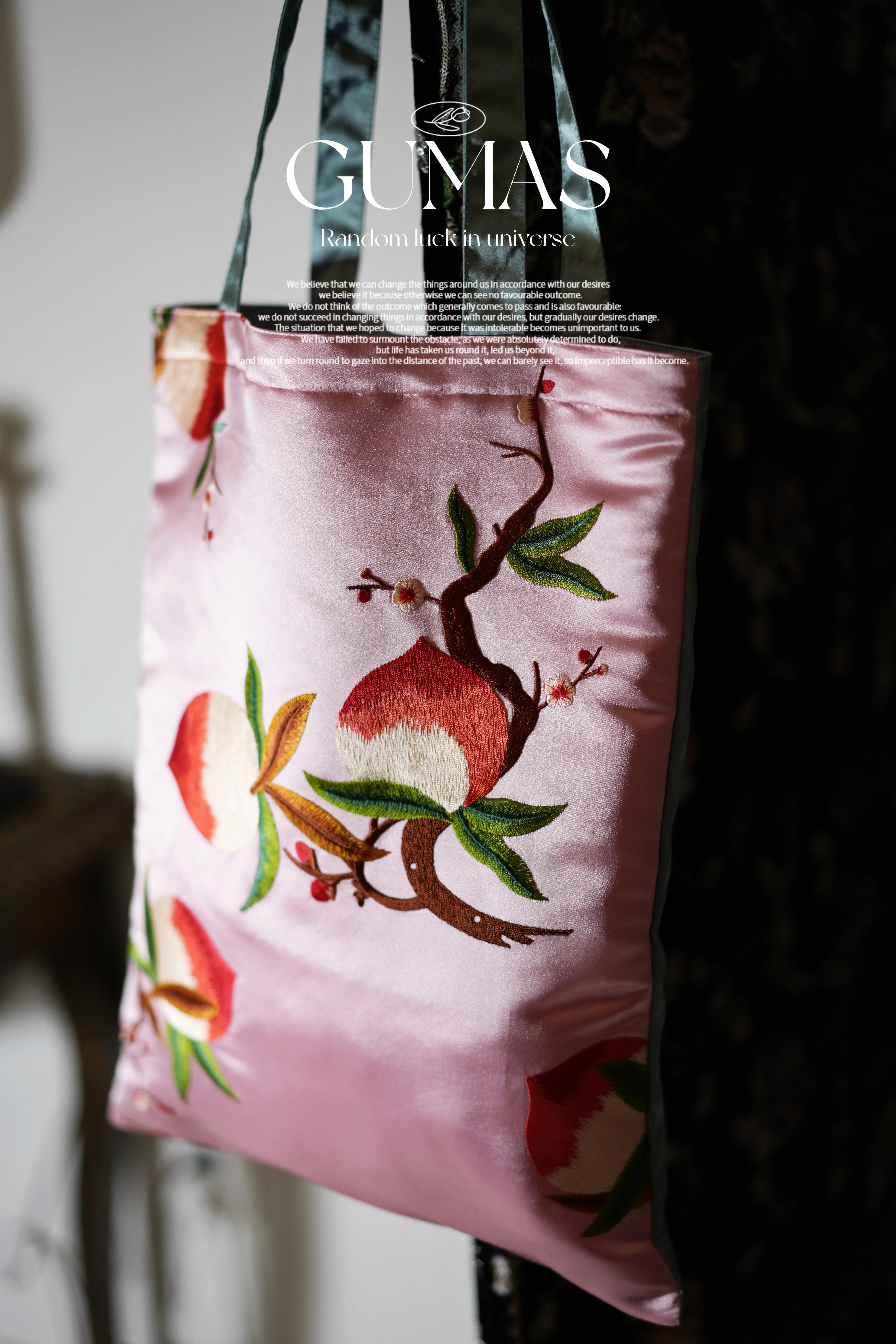 Peach Blossom Tote - Silk Embroidery Handmade bag - AfterRipples Lifestyle