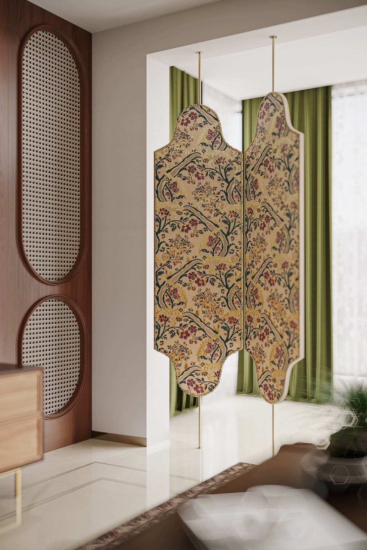 Gilded Jacquard Folding Screen - AfterRipples Lifestyle