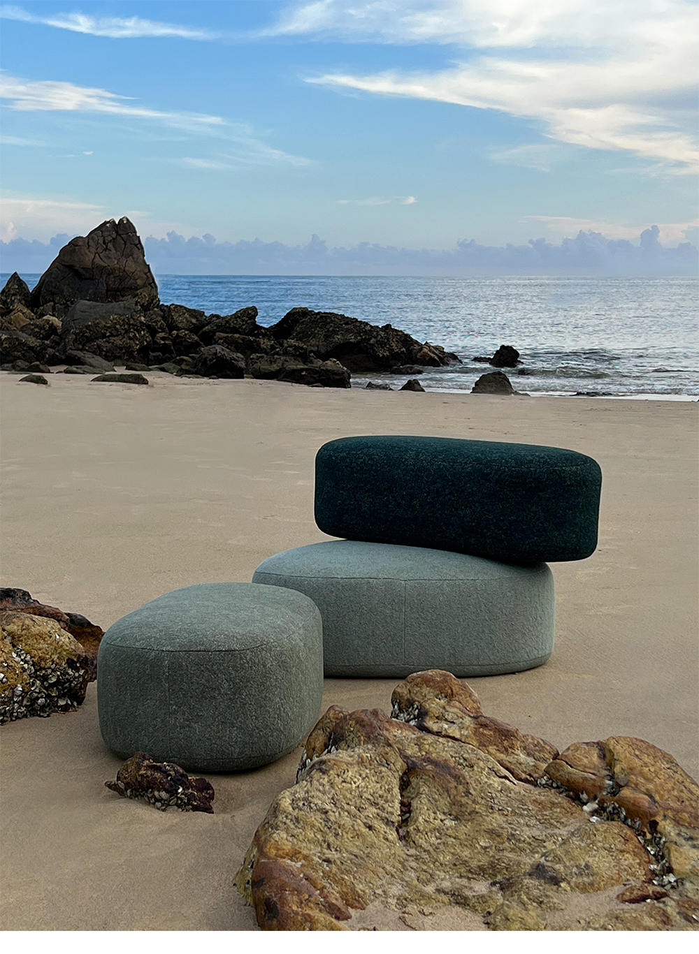 Pebble Big Pouf/ Ottoman - Fabric - AfterRipples Lifestyle