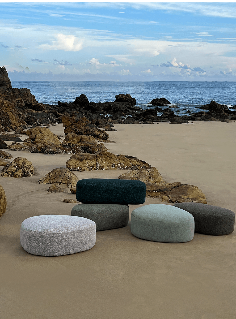 Pebble Big Pouf/ Ottoman - Fabric - AfterRipples Lifestyle