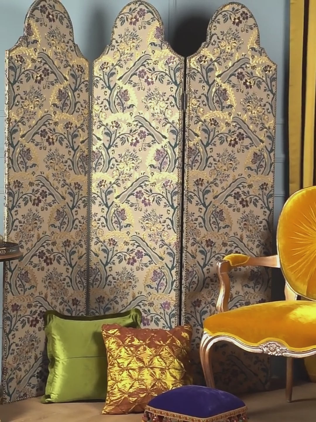 Gilded Jacquard Folding Screen