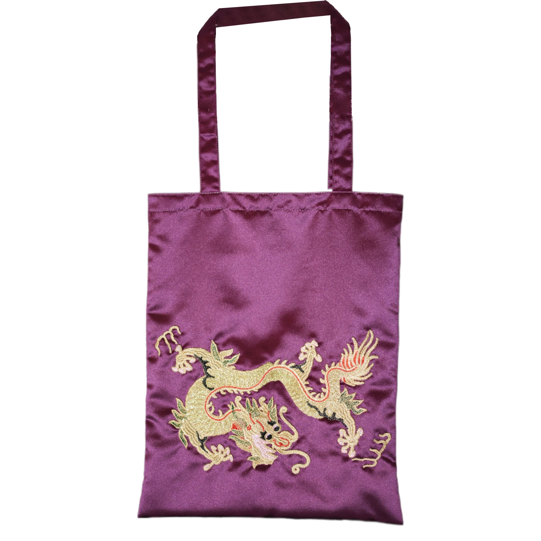 purple_stylish_embroidered_silk_tote_bag Chinese dragon