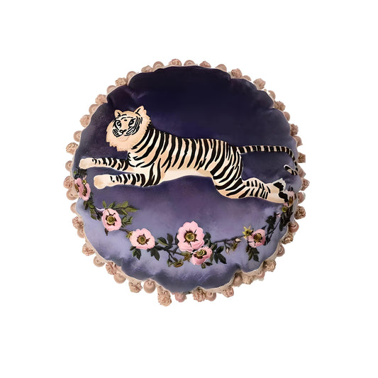 Tiger in the Garden - Embroidered Cushion - AfterRipples Lifestyle