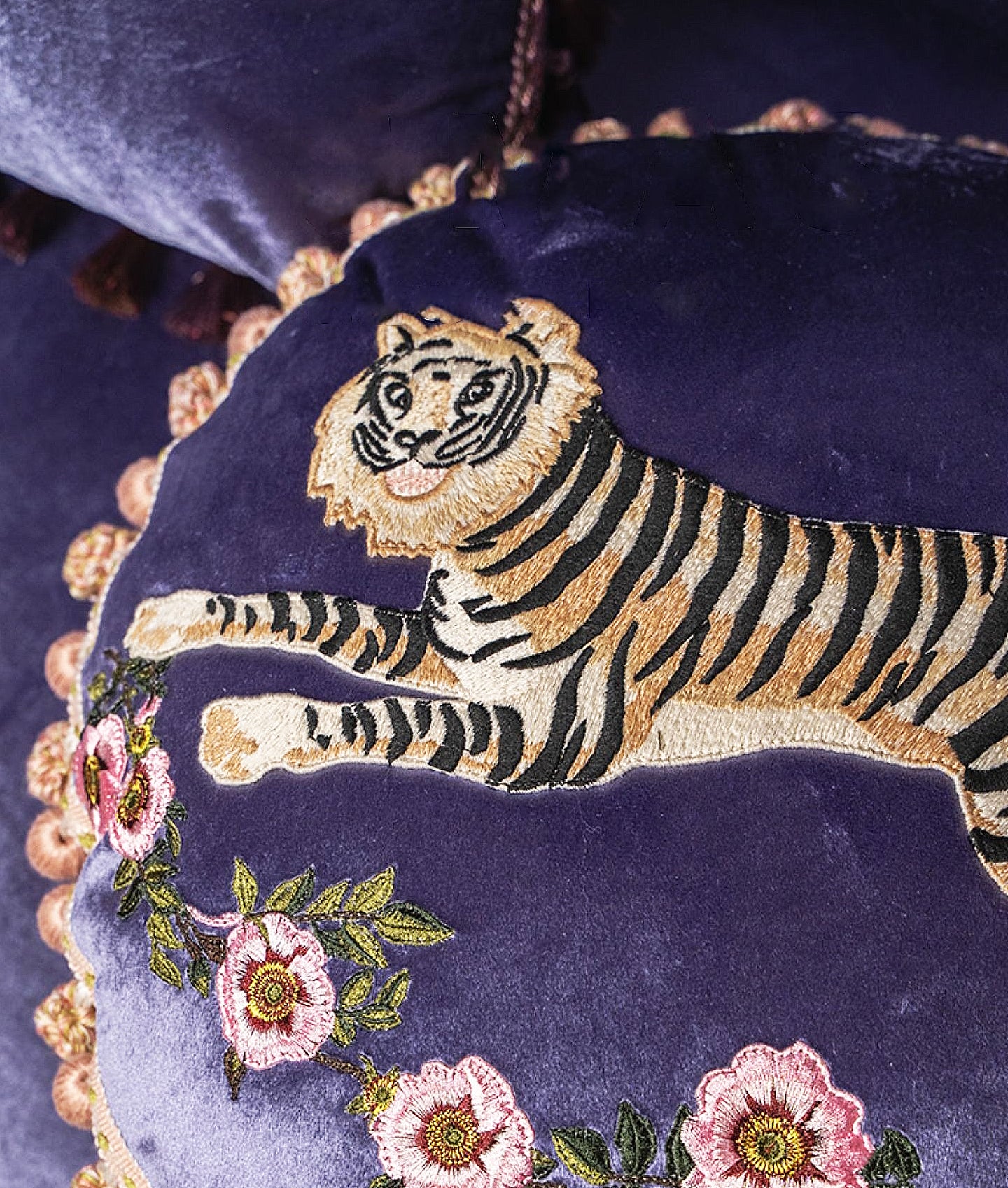 Tiger in the Garden - Embroidered Cushion - AfterRipples Lifestyle